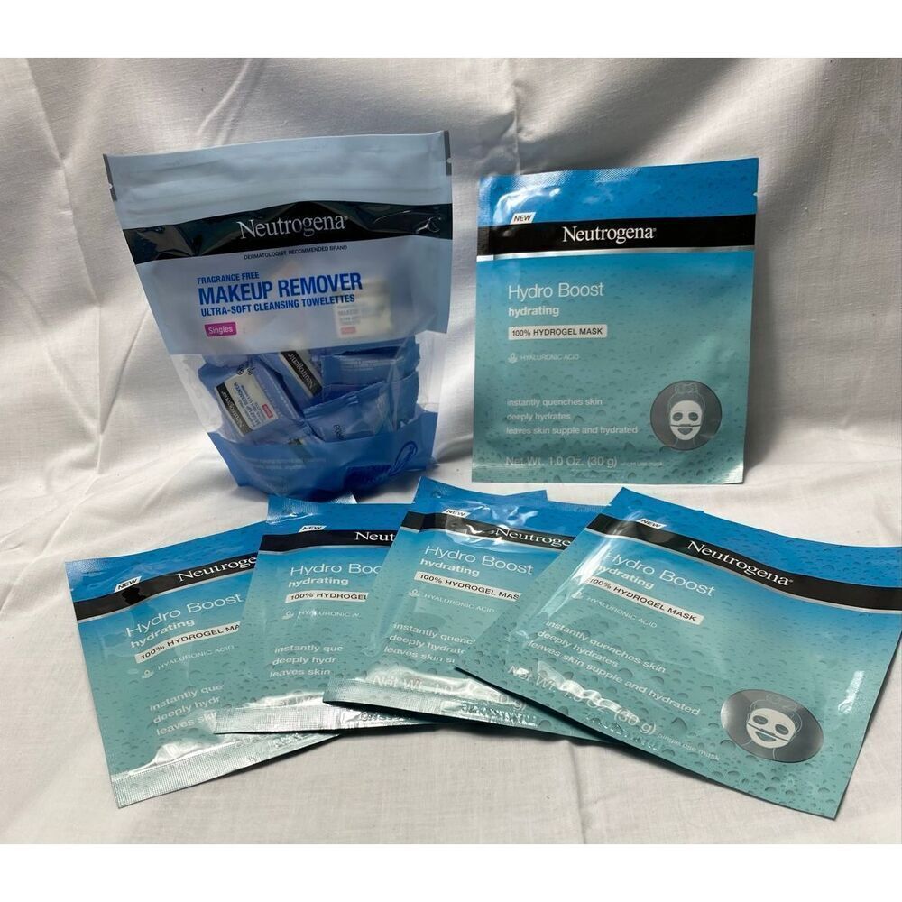 Neutrogena Hydro Boost Face Masks 5ct + Makeup Remover Cleansing Towelettes Sing